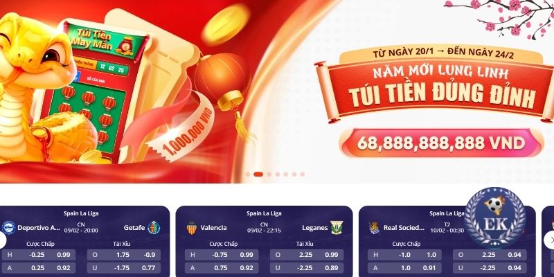 Truy cập vào web khi đăng ký EK88